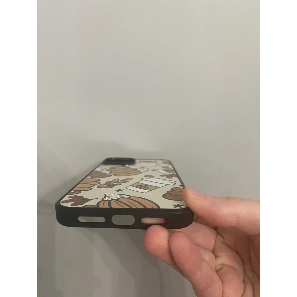 iPhone 14 Plus Phone Case Unisex OS Cream Brown Autumn Pumpkin Coffee Print